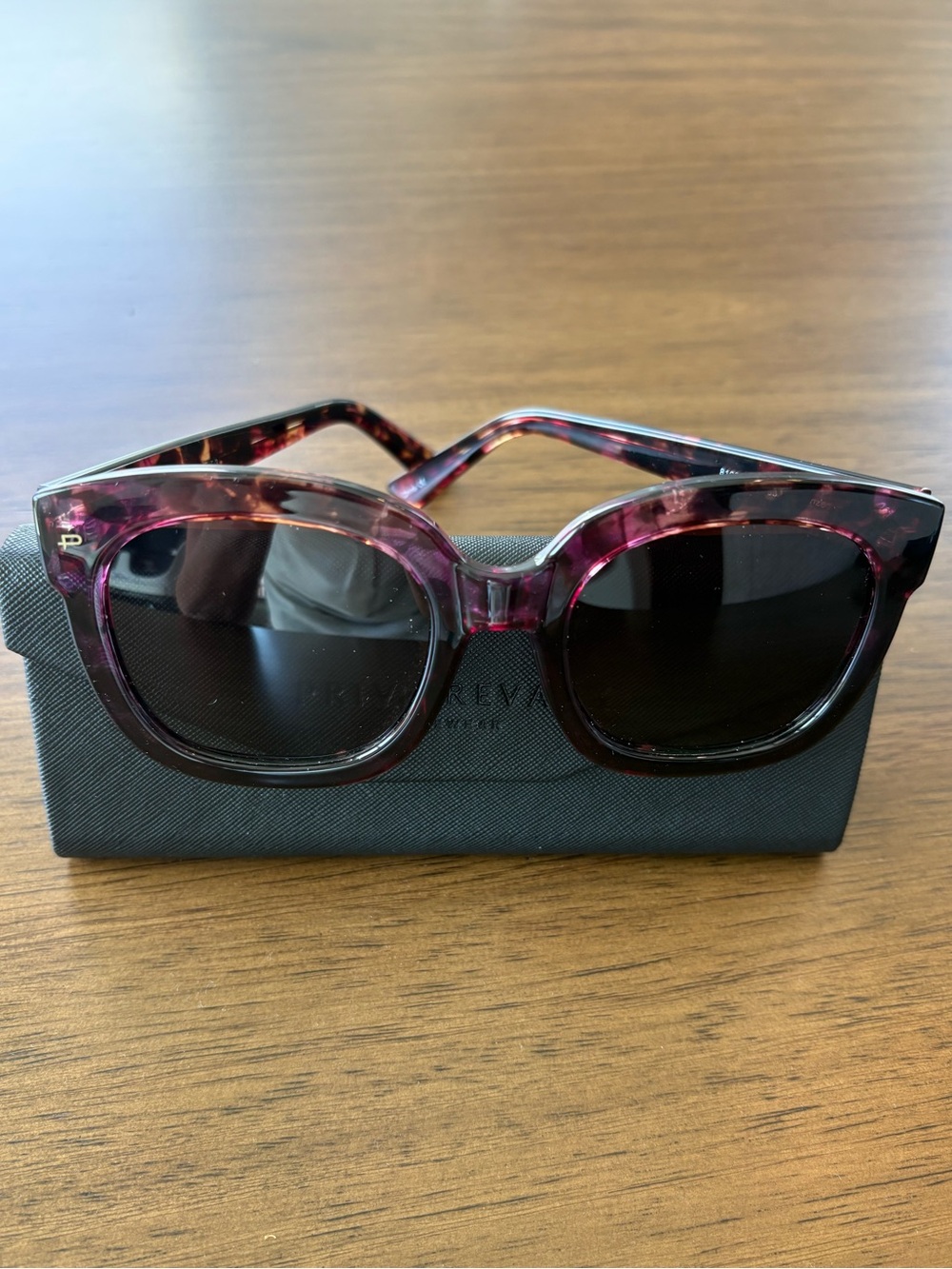 Prive Revaux Purple Tortoise Polarized Sunglasses and Case
